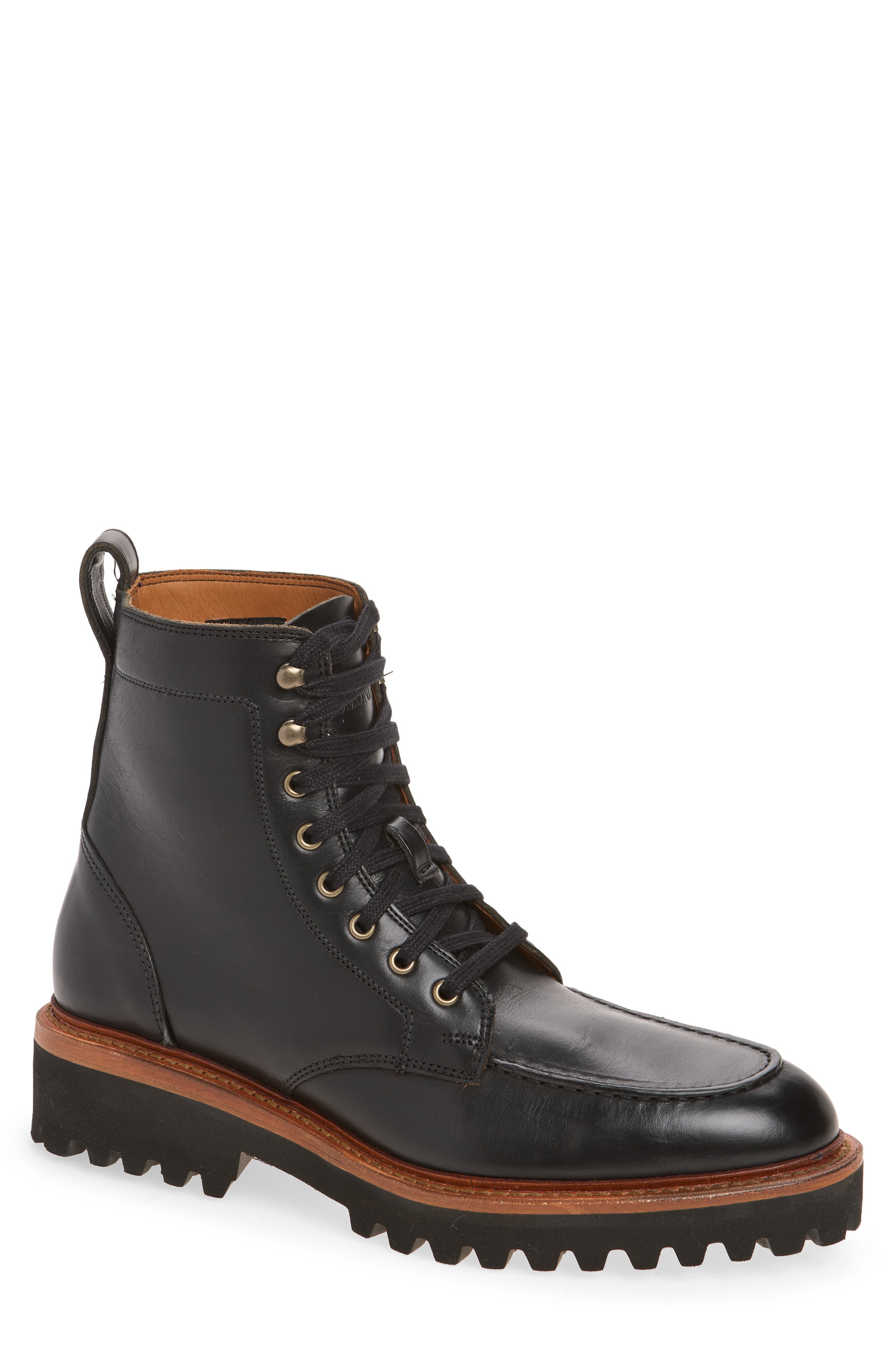 Powell Apron Toe Boot, Main, color, BLACK
