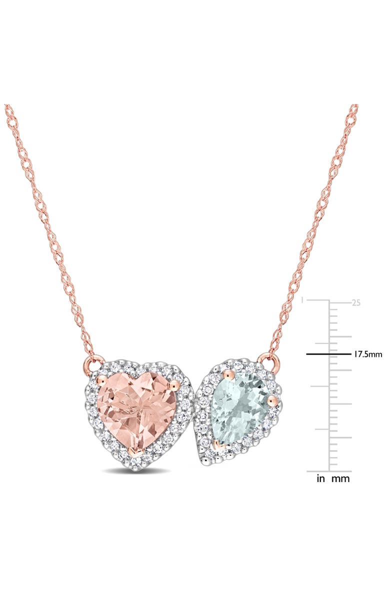 Julianna B. Morganite Aquamarine Diamond Heart Necklace 10k, Alternate, color, Rose Gold