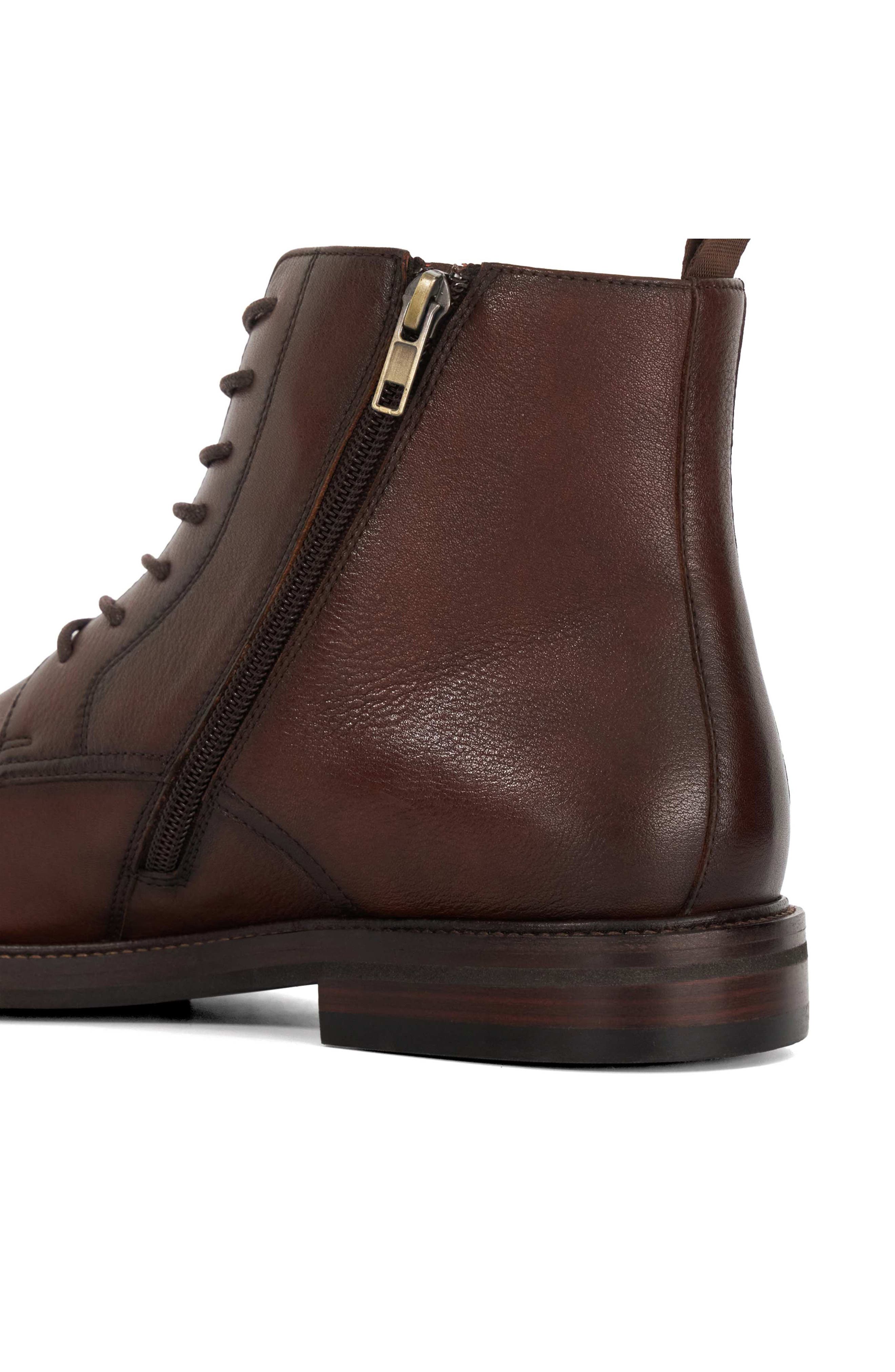 Dune London Matias Cap Toe Boot, Alternate, color, Brown