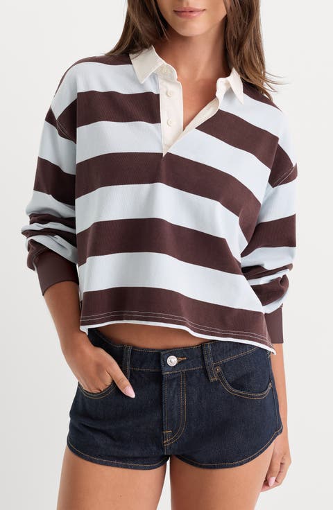 The Cropped Stripe Long Sleeve Rugby Shirt