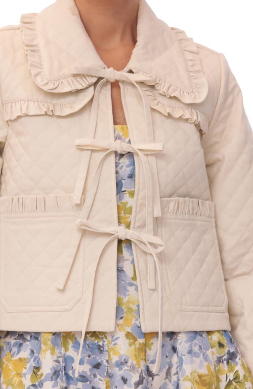 Avec Les Filles Quilted Cotton Tie Front Jacket In Stone