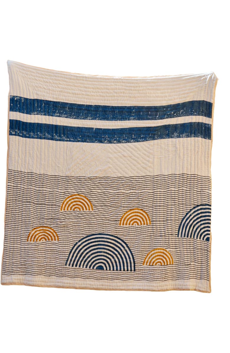 CQC LA SPIRAL Sunset Quilt Bedding Set With 2 Shams, Alternate, color, White, Yellow, Blue