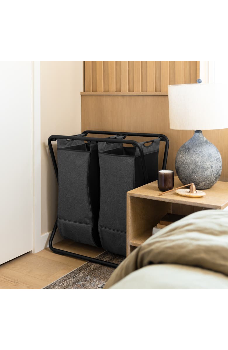 simplehuman Double X-Frame Hamper, Heavy-Gauge Steel Frame, Alternate, color, Matte Black