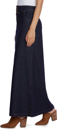 Pieced Denim Maxi Skirt