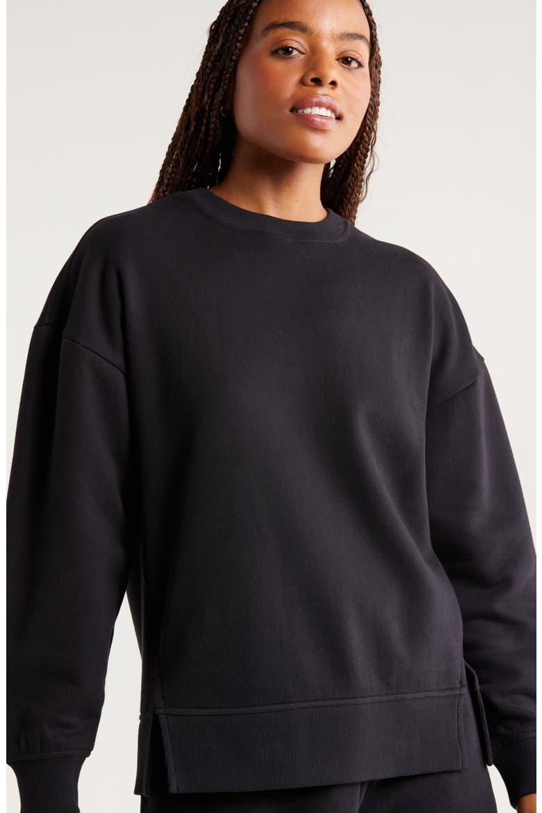 Ultracozy Fleece Relaxed Sweatshirt, Alternate, color, BLACK