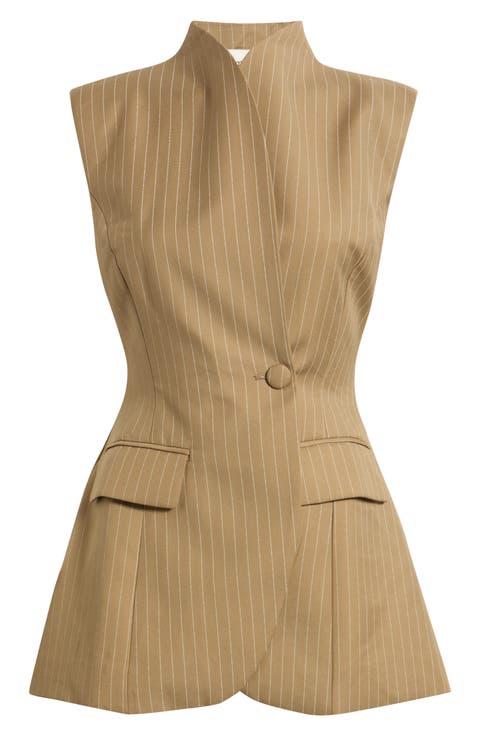 Pinstripe Sleeveless Blazer