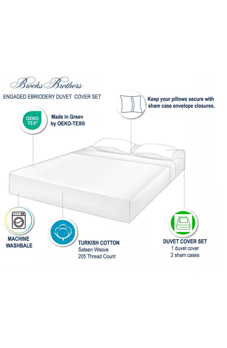 Brooks Brothers Engaged Embroidered Turkish Cotton Sateen Duvet Cover & Sham Set, Alternate, color, 