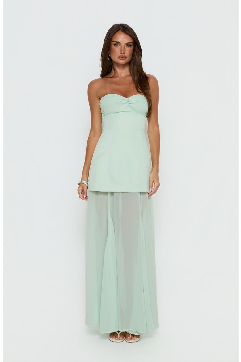 Strapless Chiffon Gown, Alternate, color, GREEN