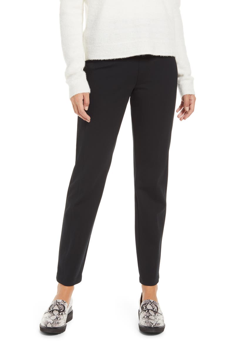 SPANXsupersmooth™ PerfectFit Ponte Slim Straight Pant, Main, color, CLASSIC BLACK/ BLACK