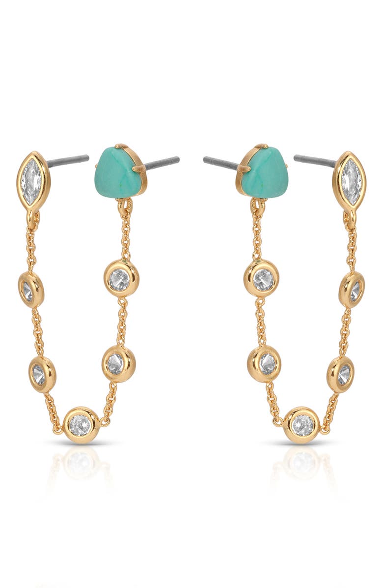 Ettika Double Piercing Drop Earrings, Alternate, color, Turquoise