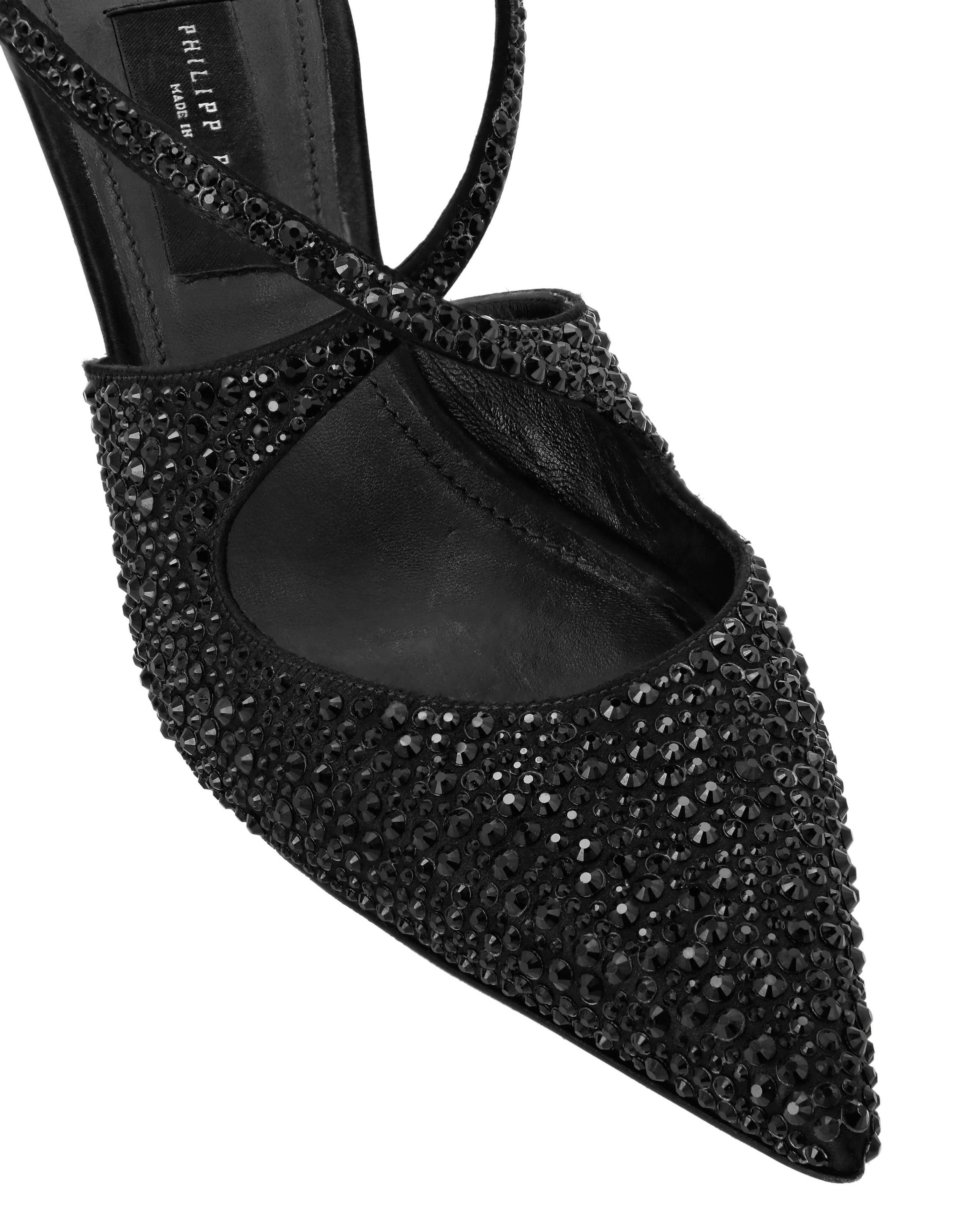 Slingback Shoes Strass Jewel Women, Alternate, color, black/black