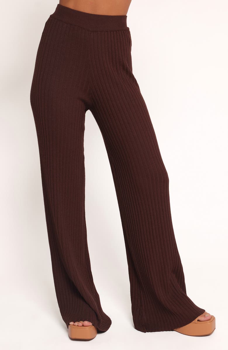 Petal & Pup Aylia Rib Knit Top & Flare Leg Pants Set, Alternate, color, Chocolate