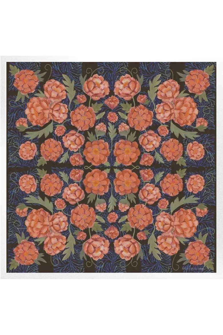100% Silk Scarf Guadalupe - Dark Floral Pattern, Main, color, 35 x 35"