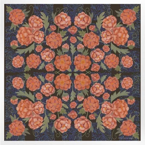 100% Silk Scarf Guadalupe - Dark Floral Pattern