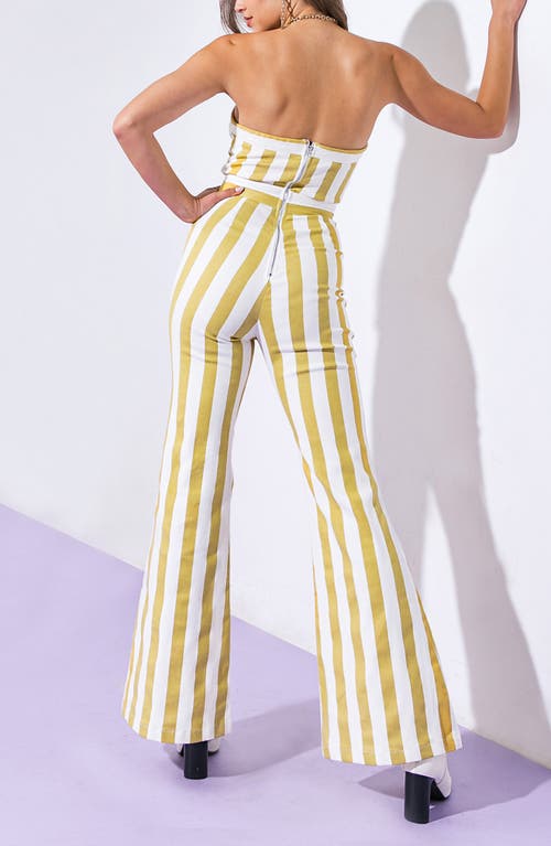 Flying Tomato Striped Strapless Jumpsuit In Brown