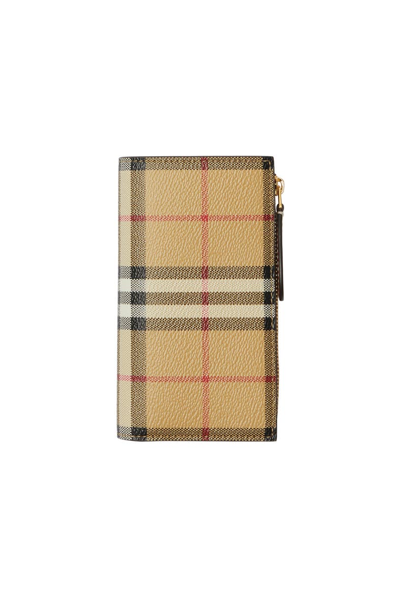 Medium Check Bifold Wallet, Main, color, Archive beige/briar brown