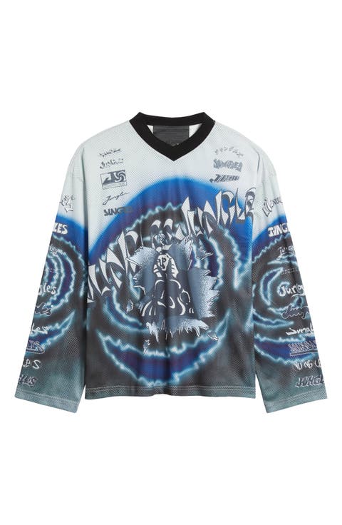 Boxy Moto Mesh Jersey Top