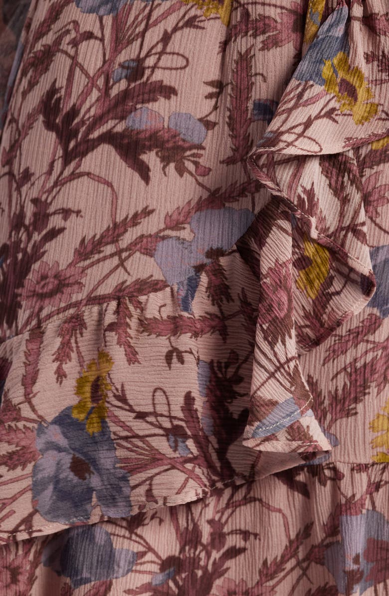 PAIGE Tamera Floral Ruffle Long Sleeve Silk Minidress, Alternate, color,