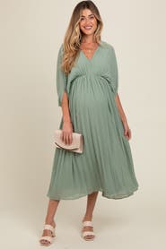 PinkBlush Pleated V Neck Maxi Dress