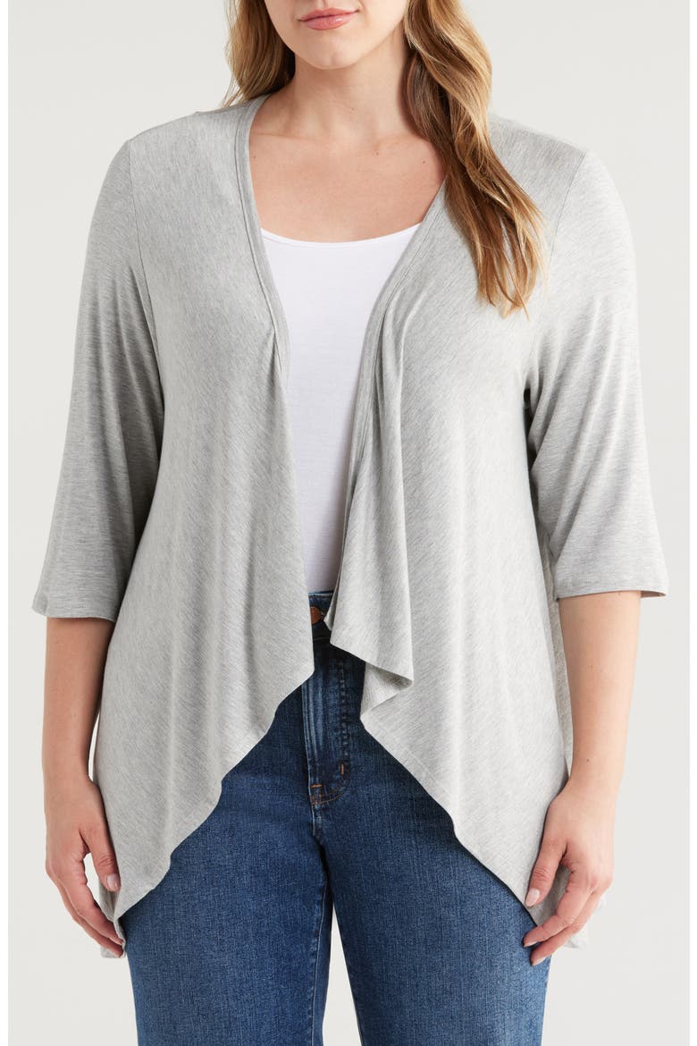 Open Front Cardigan, Main, color, HEATHER GREY