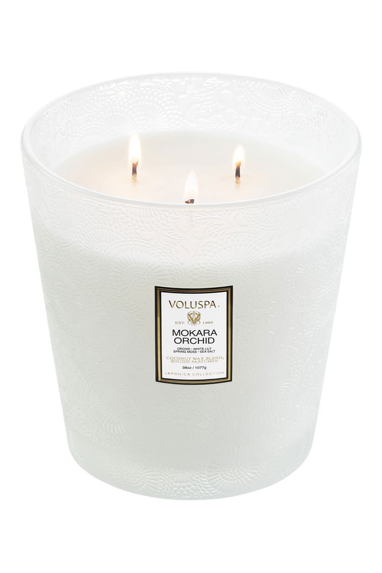 Mokara Orchid Three-Wick Hearth Candle, Alternate, color, NO COLOR