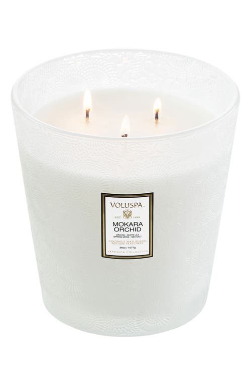 Voluspa Mokara Orchid Three-wick Hearth Candle In White