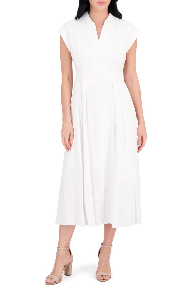 Kensie Collar Cotton Midi Dress, Main, color, 