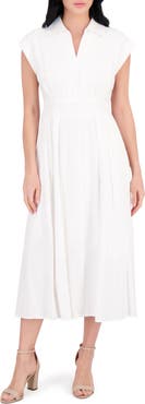 Kensie Collar Cotton Midi Dress