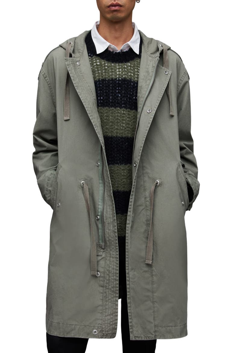 Comiso Hooded Cotton Coat, Main, color, OLIVE GREEN