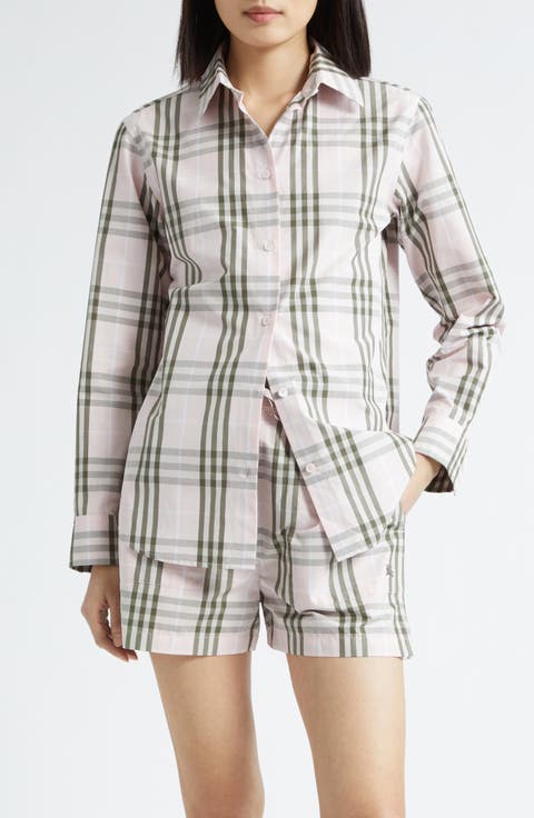 Emma Check Cotton Poplin Button-Up Shirt
