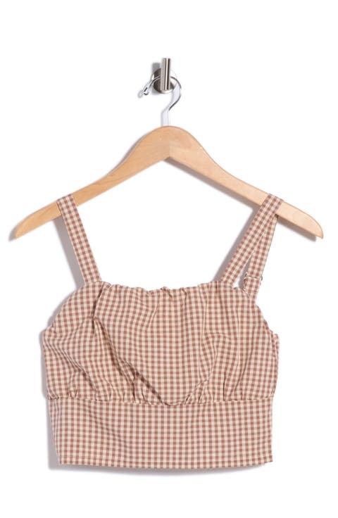 Shirred Gingham Crop Top