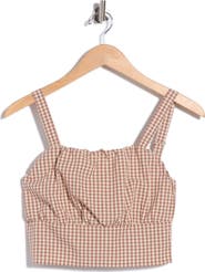 French Connection Shirred Gingham Crop Top