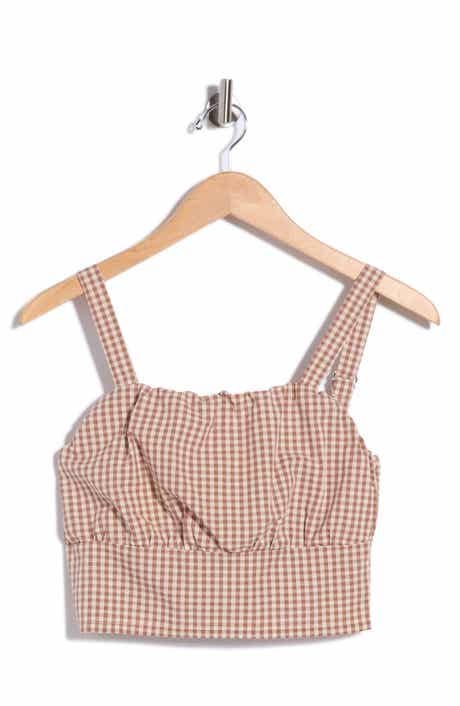 Shirred Gingham Crop Top
