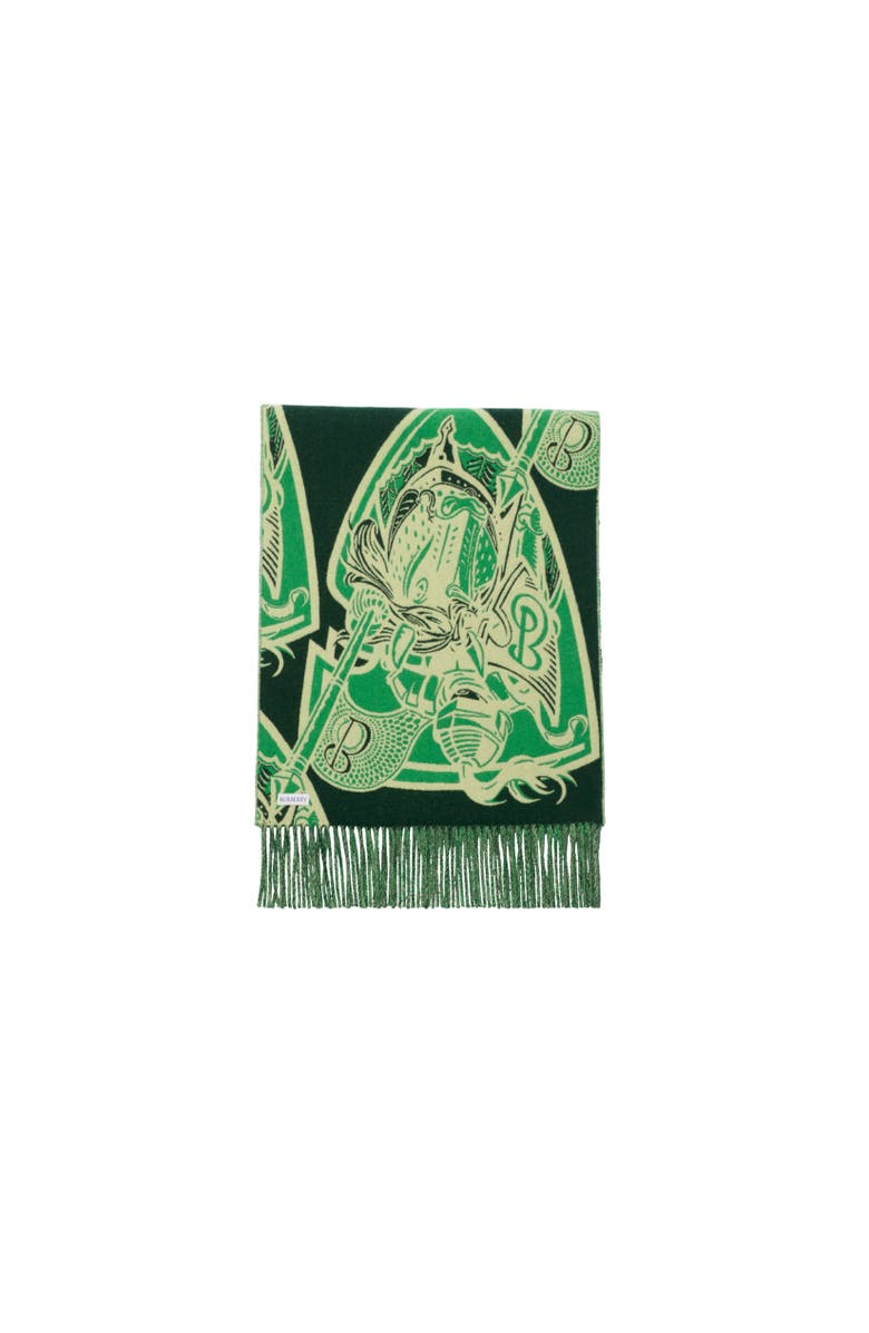 Burberry Charging Knight Wool Cashmere Scarf, Alternate, color, Maze Green