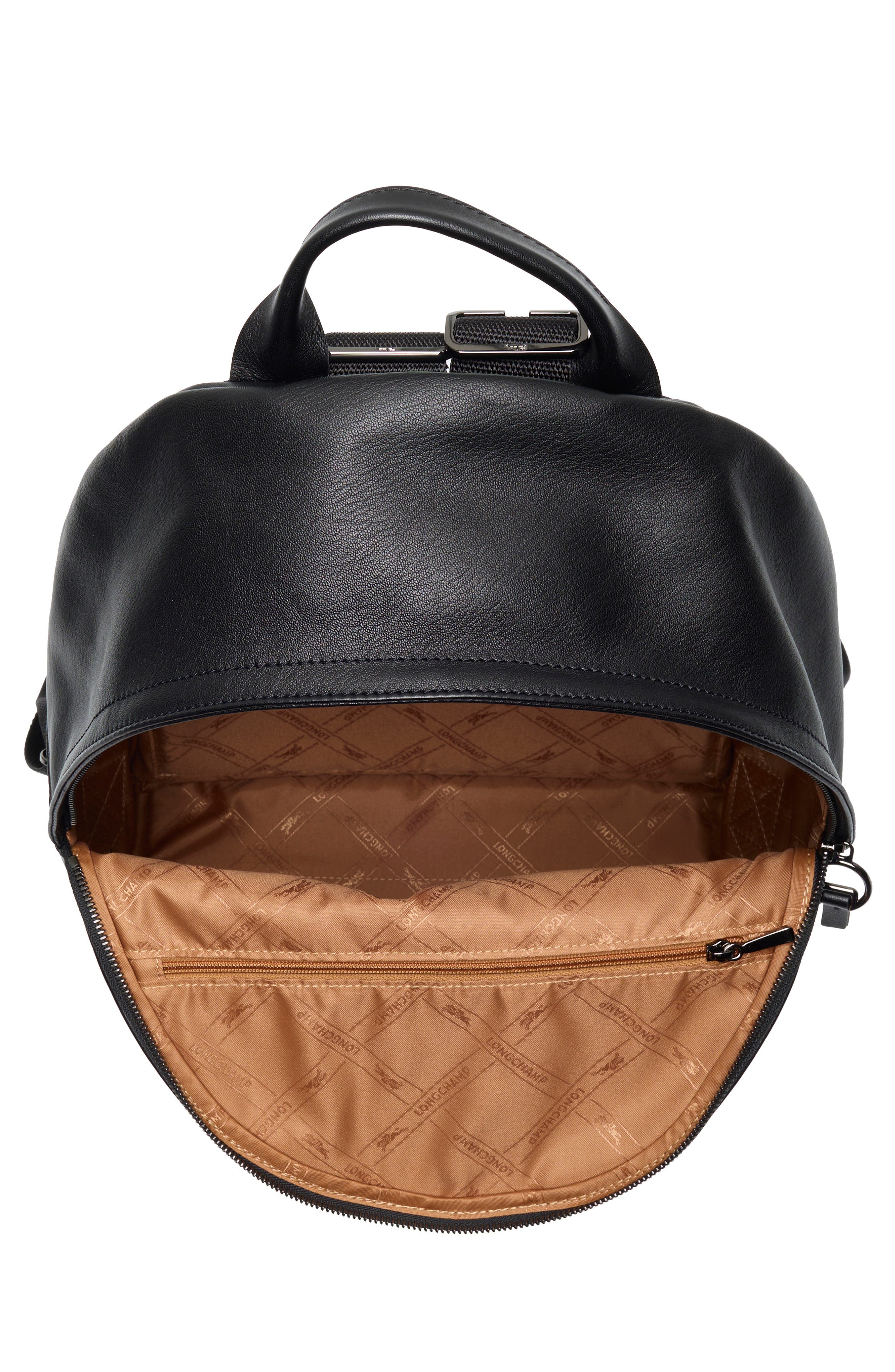 Stripe Faux Leather Backpack, Alternate, color, BLACK