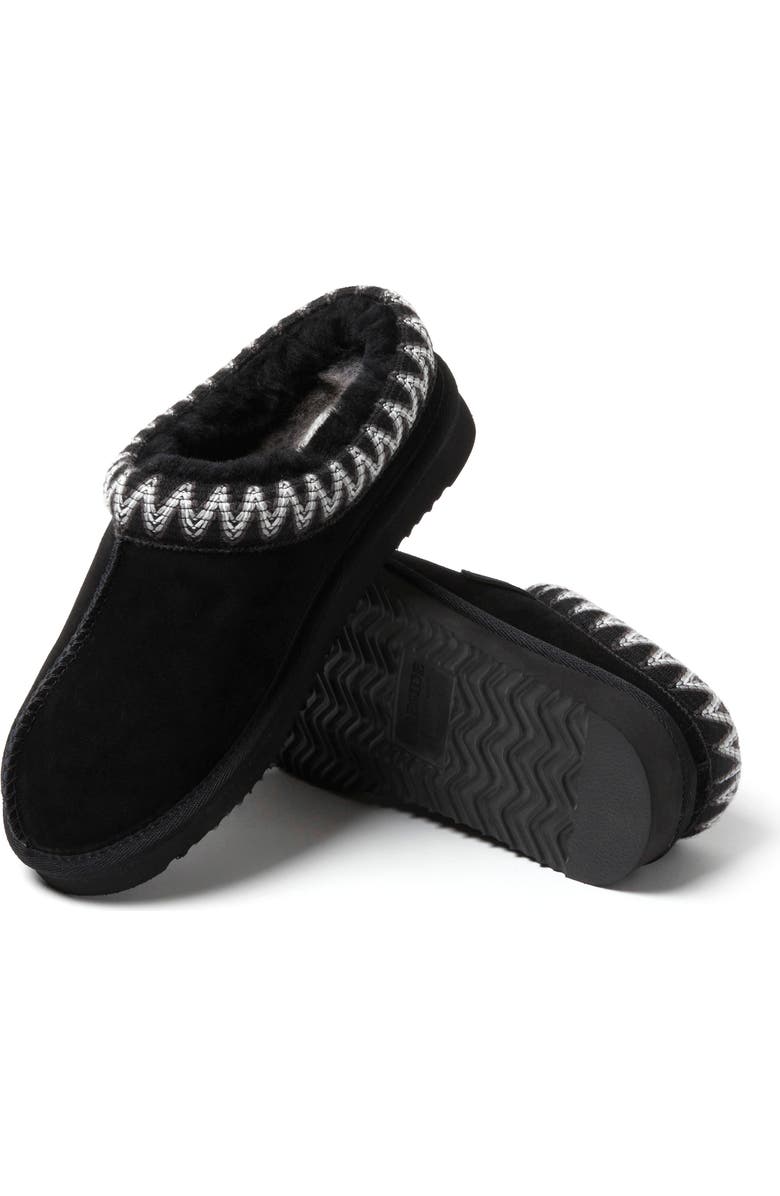 DEARFOAMS Fireside Greta Genuine Shearling Clog Slipper with Embroidery, Alternate, color, Black