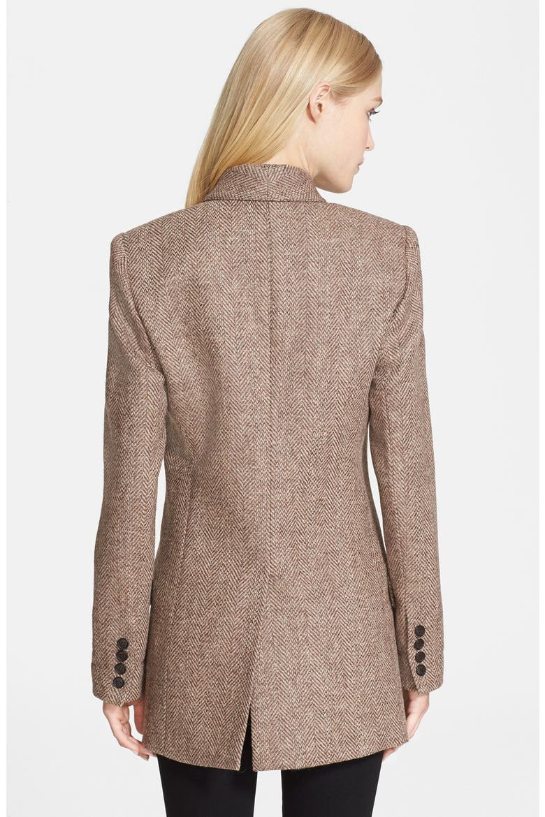 Herringbone Boyfriend Blazer, Alternate, color, TOBACCO