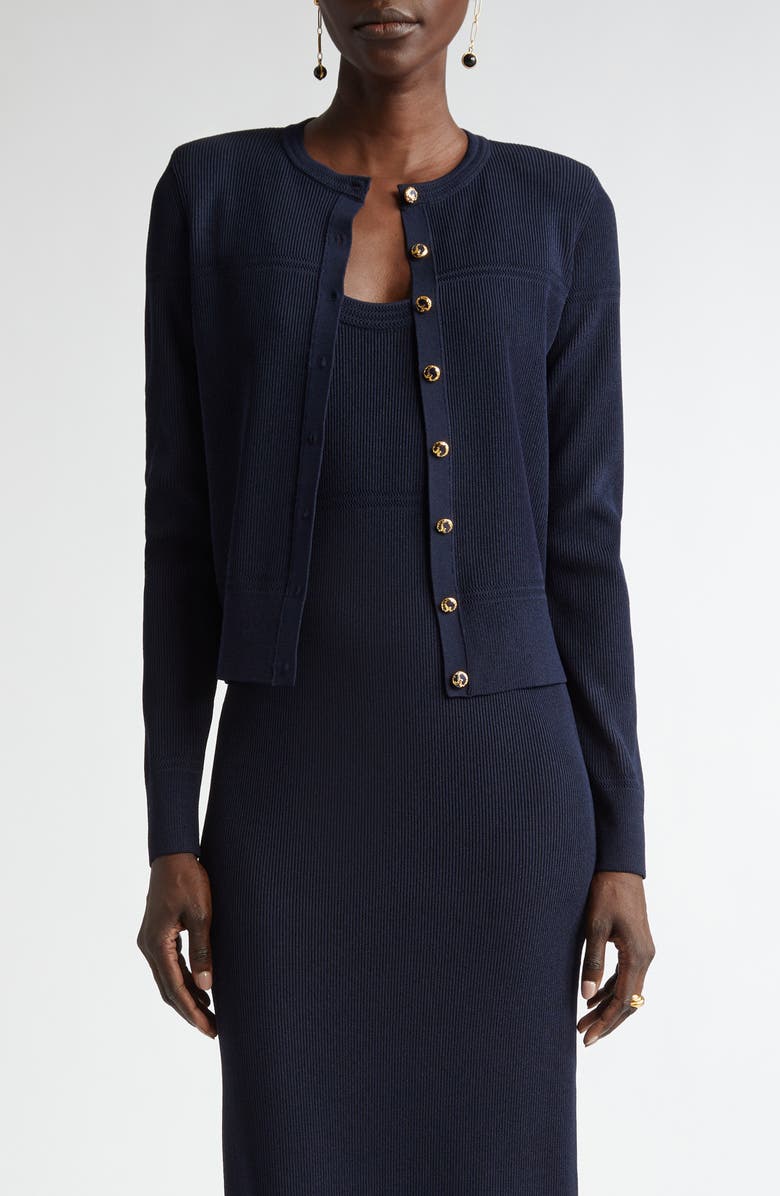 ST. JOHN Crewneck Cardigan, Main, color,