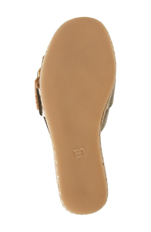 Chocolat Blu Jana Platform Wedge Slide Sandal In Gold Leather