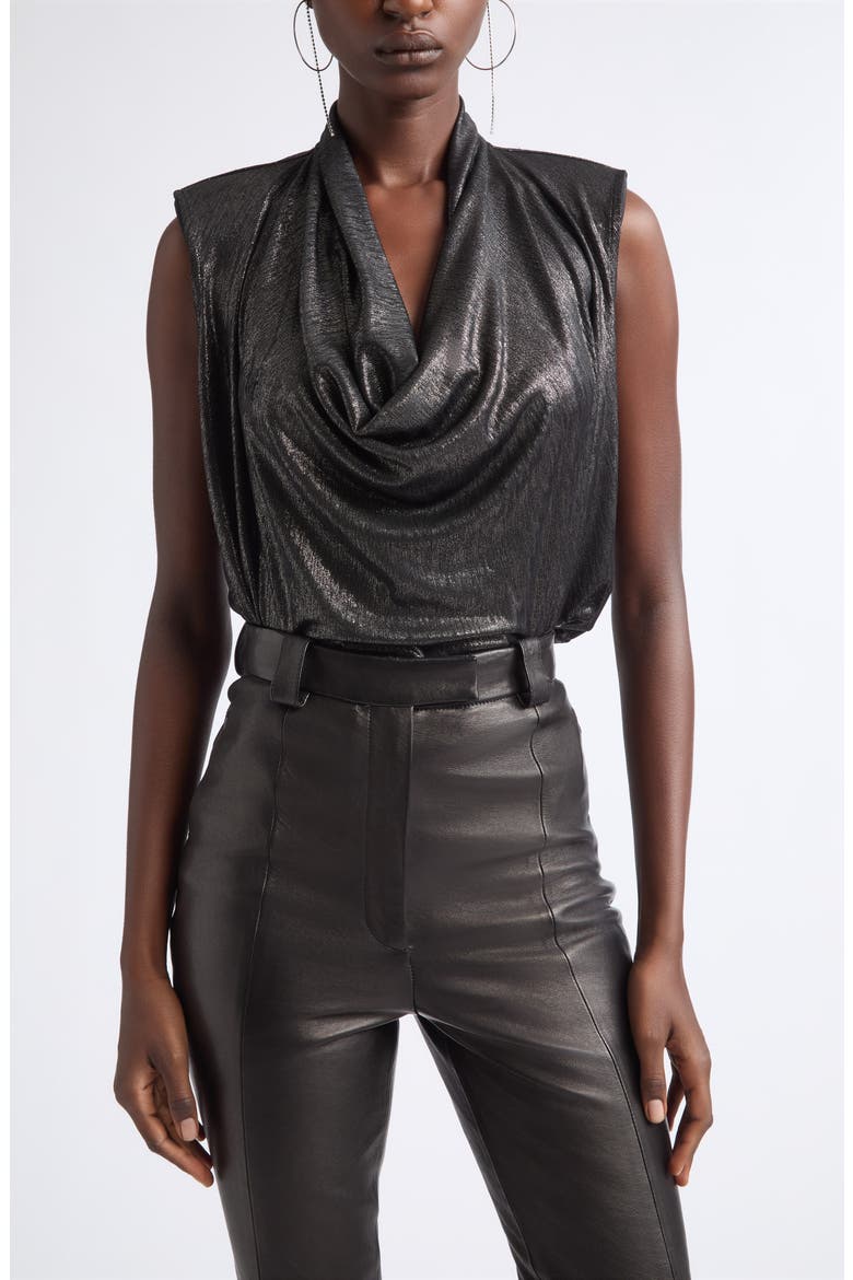Camila Cowl Neck Sleeveless Top, Main, color, GUNMETAL