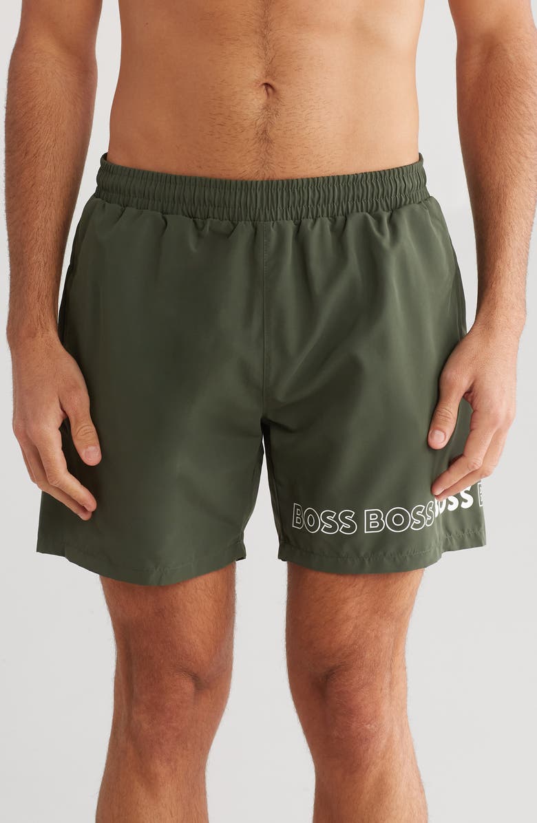 BOSS Recycled Polyester Dolphin Shorts, Main, color,