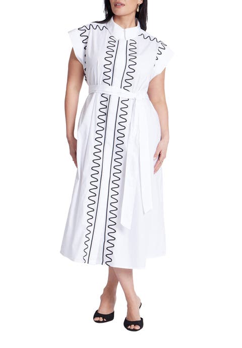 Embroidered Midi Dress (Plus Available)