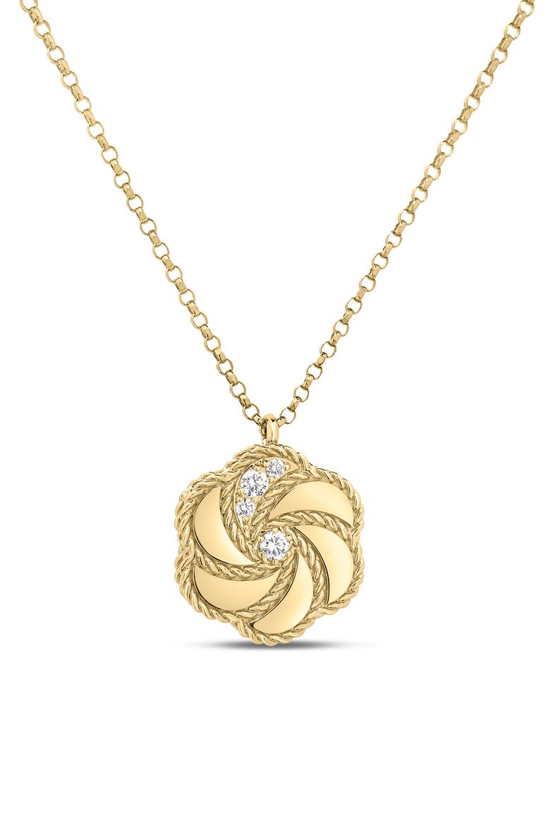 18K Yellow Gold Diamond Rose Pendant Necklace (Nordstrom Exclusive), Main, color, METALLIC GOLD