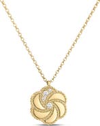 Roberto Coin 18K Yellow Gold Diamond Rose Pendant Necklace (Nordstrom Exclusive)