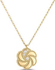 Roberto Coin 18K Yellow Gold Diamond Rose Pendant Necklace (Nordstrom Exclusive)