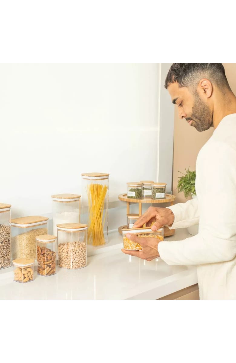 OU Clear Stackable Airtight Food Storage Container Set with Wood Lid 8 Piece, Alternate, color, 