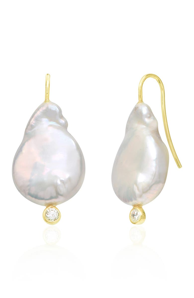 GABI RIELLE 14K Yellow Gold Vermeil Mother of Pearl Drop Earrings, Main, color, 