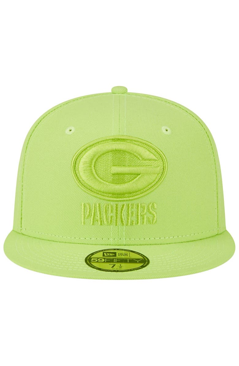 New Era Men's New Era Neon Green Green Bay Packers Color Pack Brights 59FIFTY Fitted Hat, Alternate, color, 
