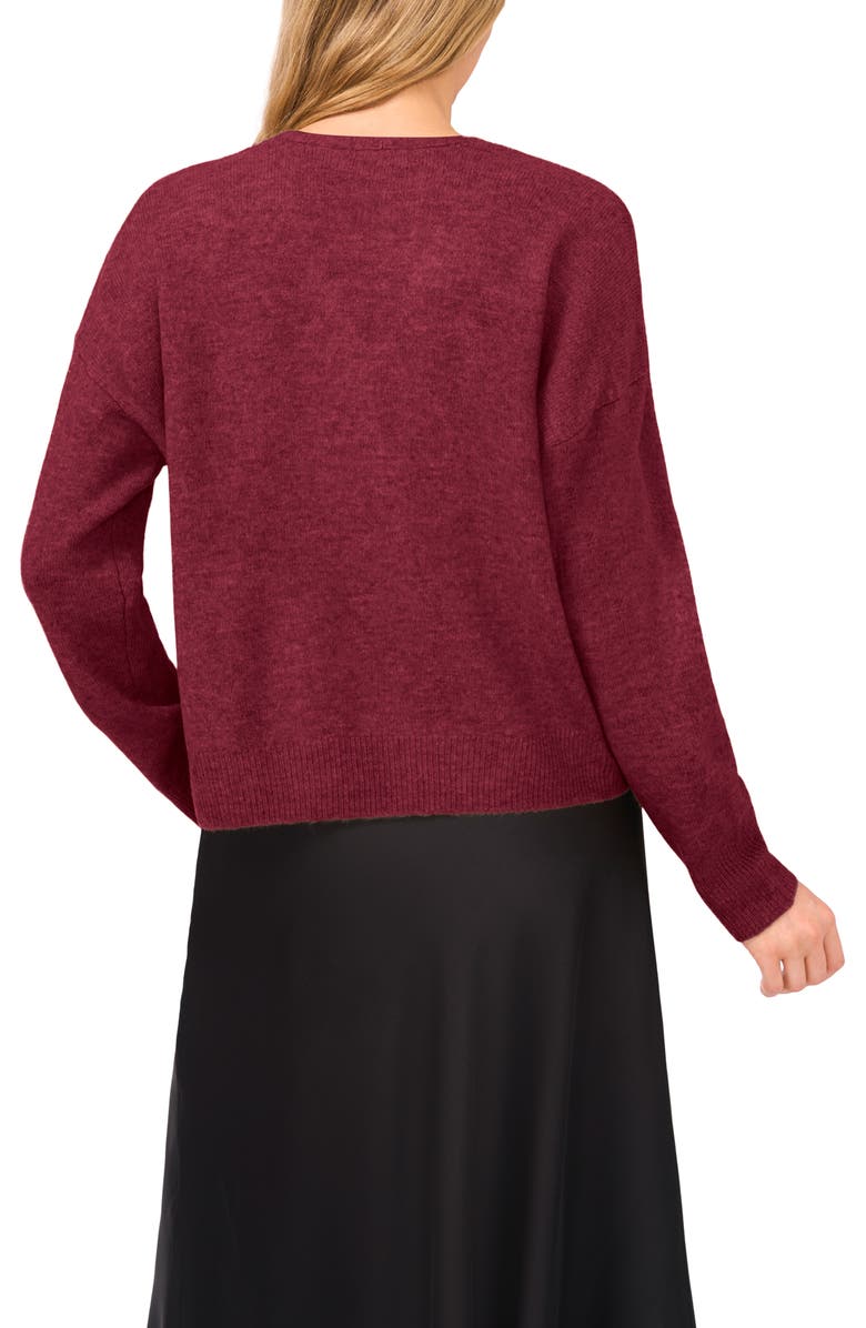 CeCe Bow Front Sweter, Alternate, color, Crisp Merlot