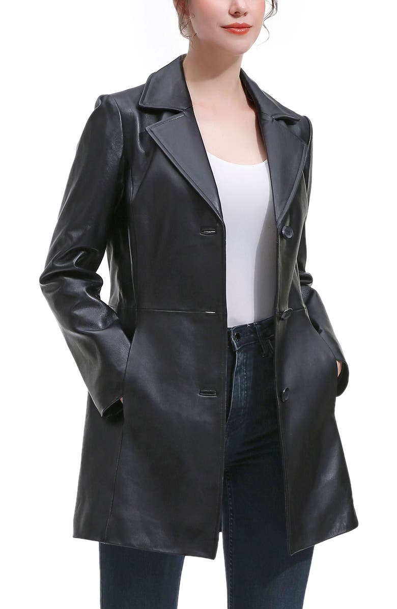 Kimi & Kai Women's Rylee Leather Walking Coat, Alternate, color, Black